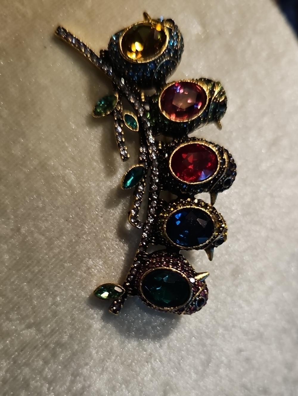 Multicolor Crystal Bird Brooch - Gold Tone Women Jewelry